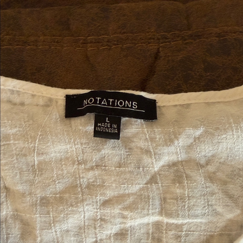 Notations White Lace Accent Blouse - Picture 2 of 5